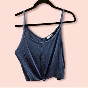 Dark blue ribbed tie tank